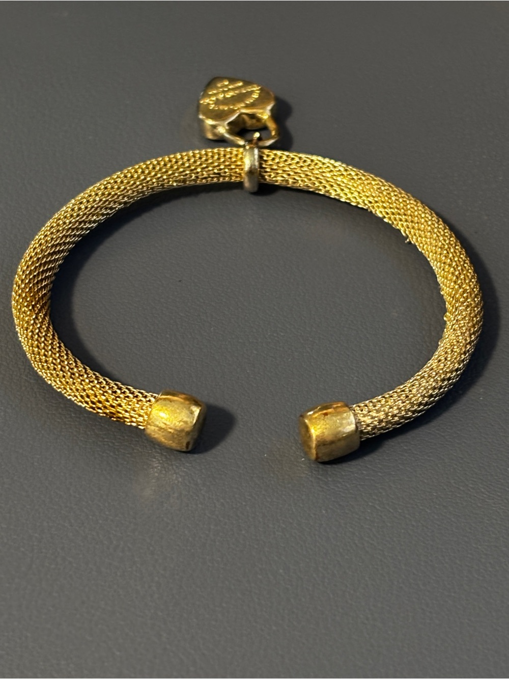 Tiffany & Co - Silver Heart Padlock Mesh Cuff Bracelet - Picture 9 of 10